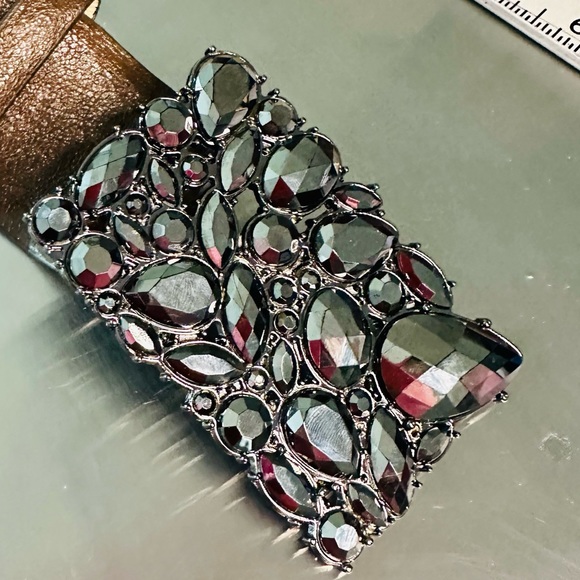 NEW Blackstone Leather Belt Silver Black Gemstone Buckle SZ LARGE - Picture 8 of 12